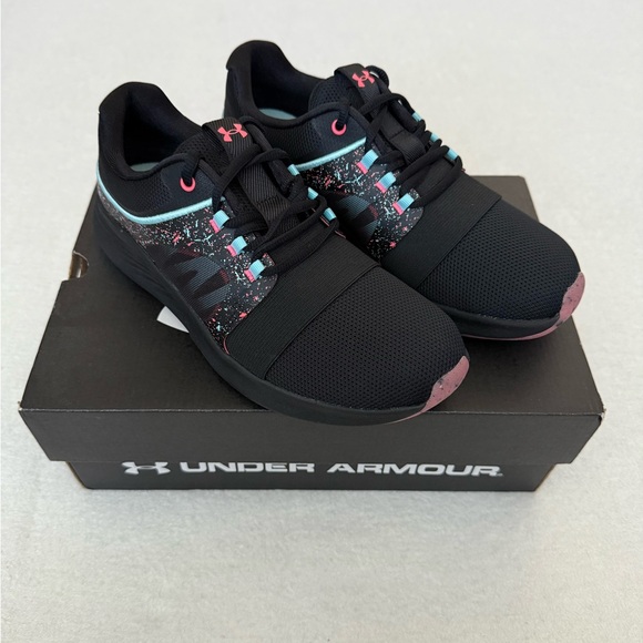 Under Armour Shoes - Under Armour Women's Charged Breathe Bliss PS Black Sneakers with Pink Accents